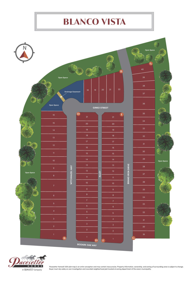 Lot map for Blanco Vista in San Marcos.