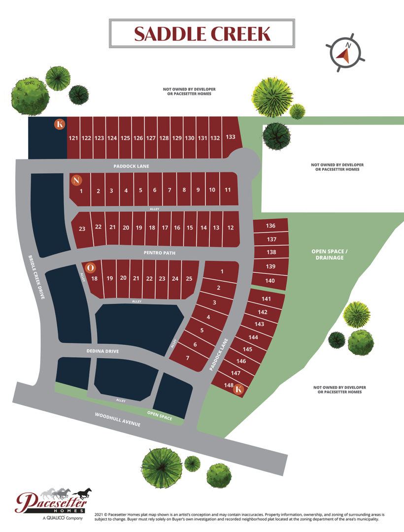 Lot map for the community of Saddlecreek