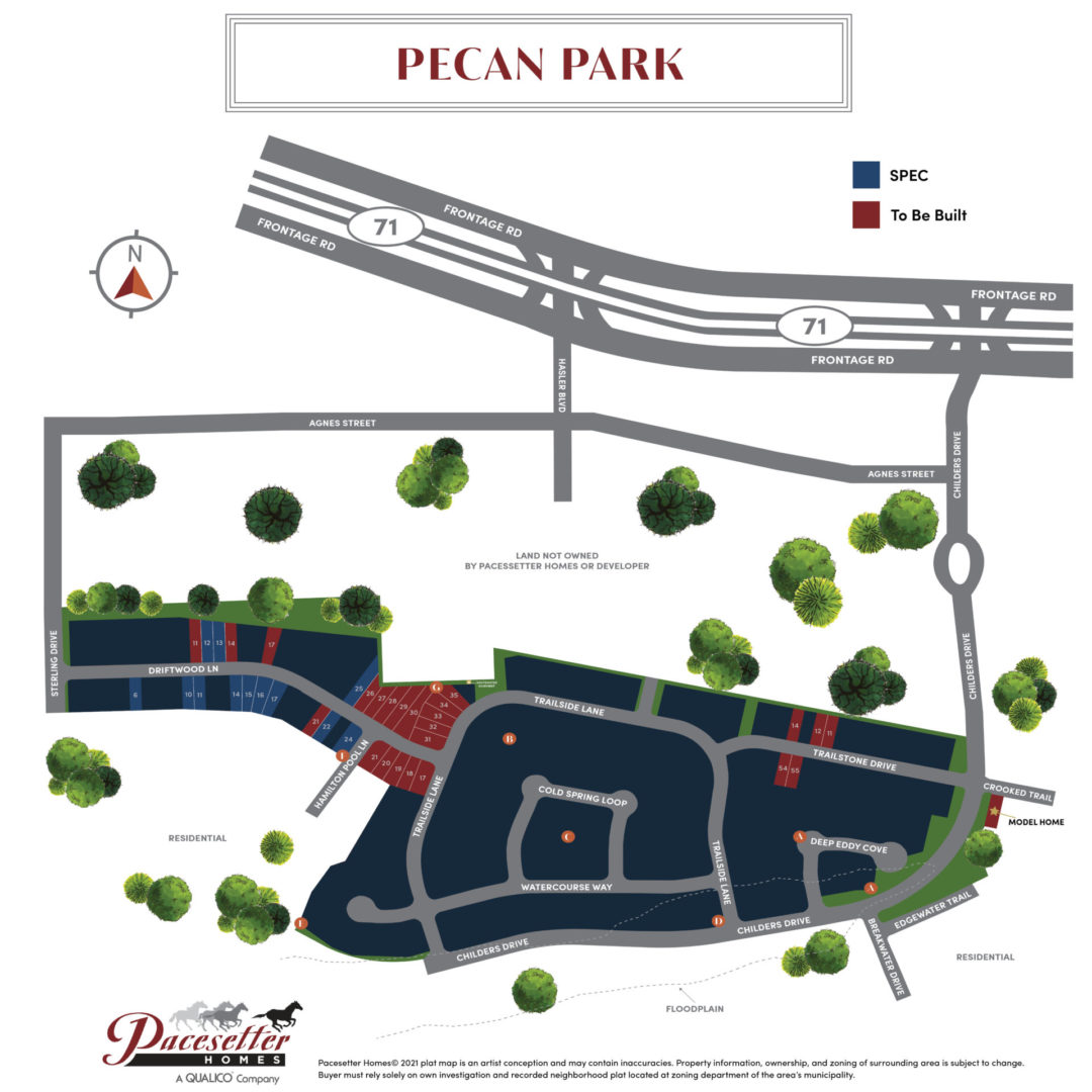 Lot map for Pecan Park