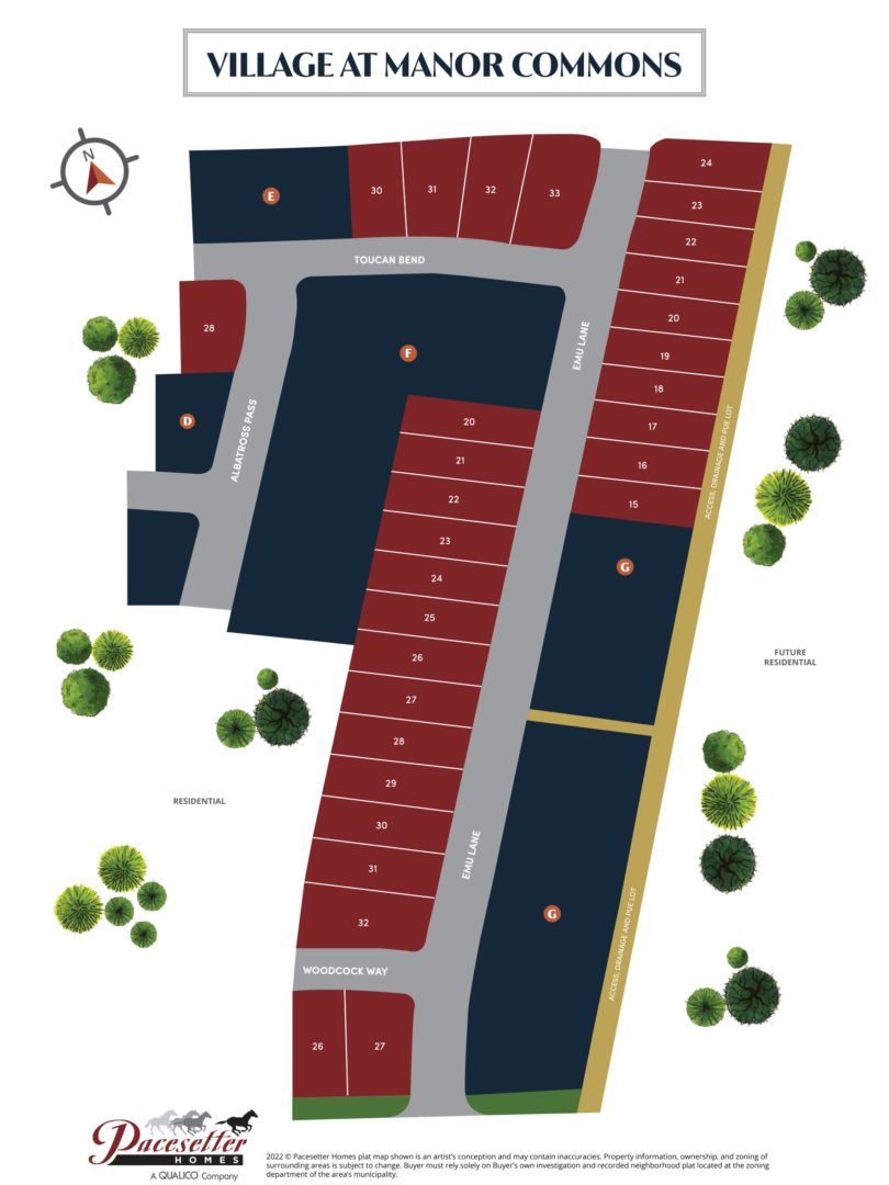 Lot map for the community of Village and Manor Commons