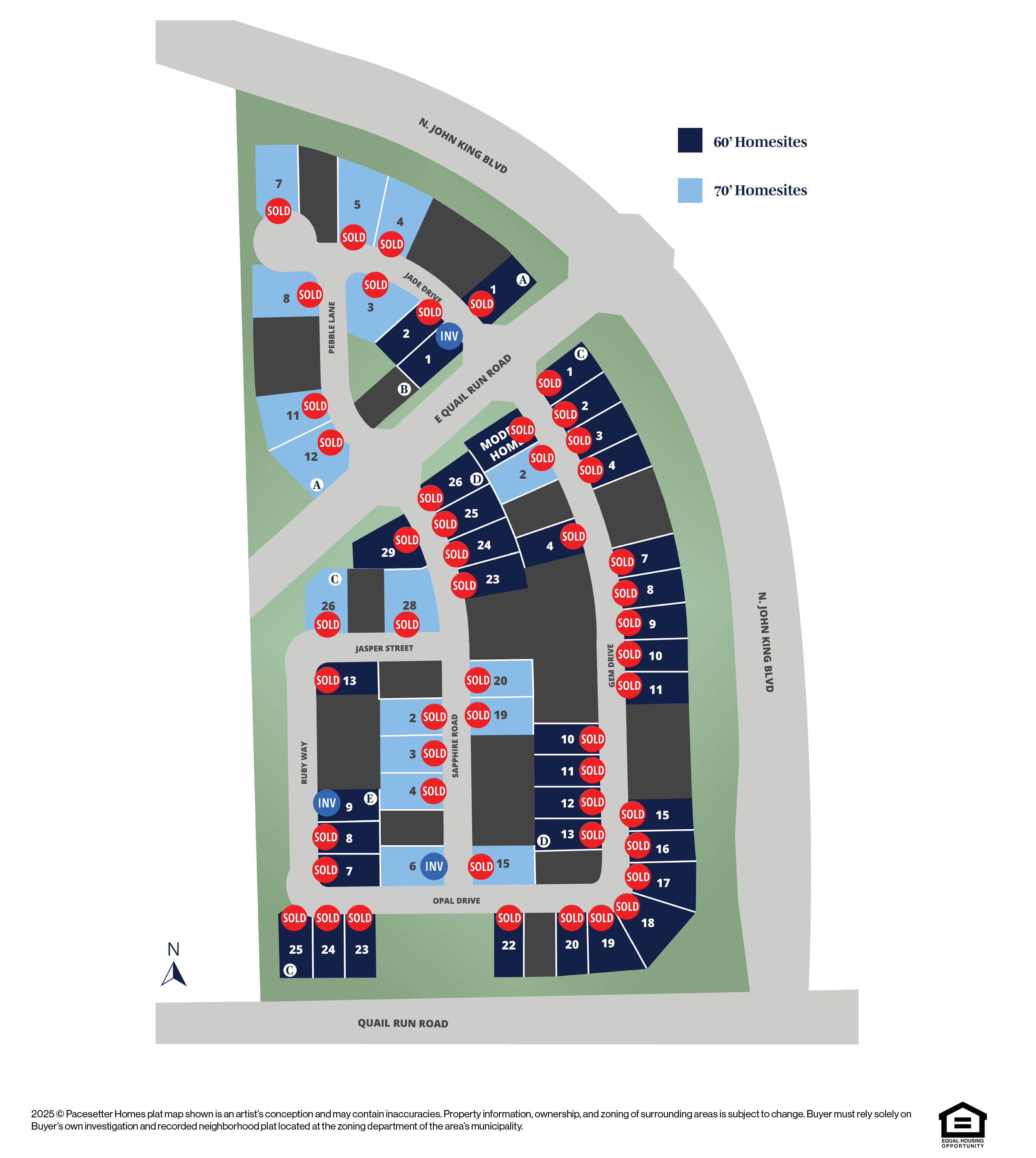 Lot map for the community of Gideon Grove in Rockwall, Texas.