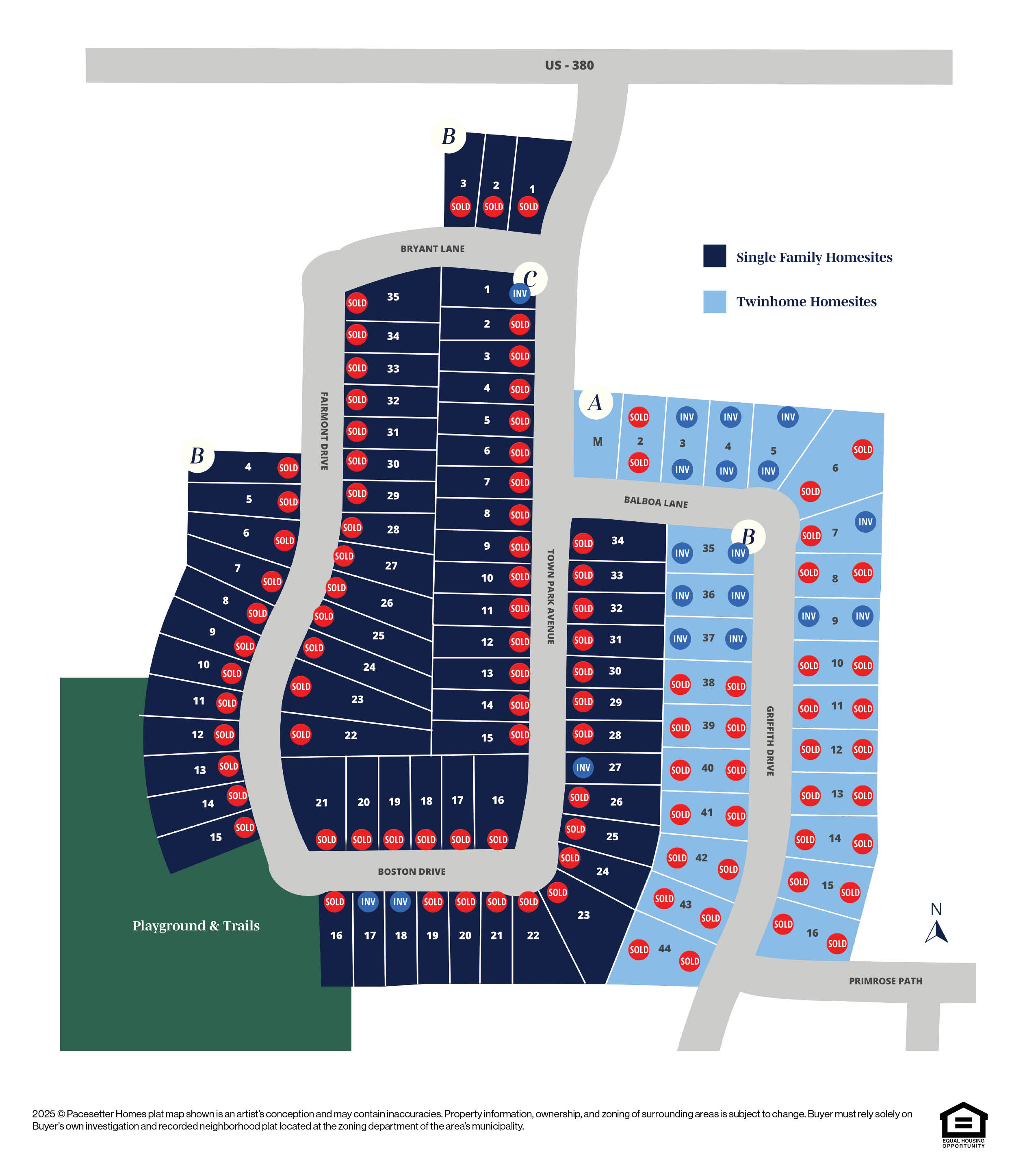 Lot map for the community of Town Park