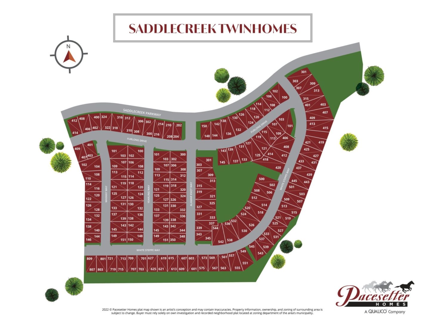 Lot map for twinhomes in Saddlecreek