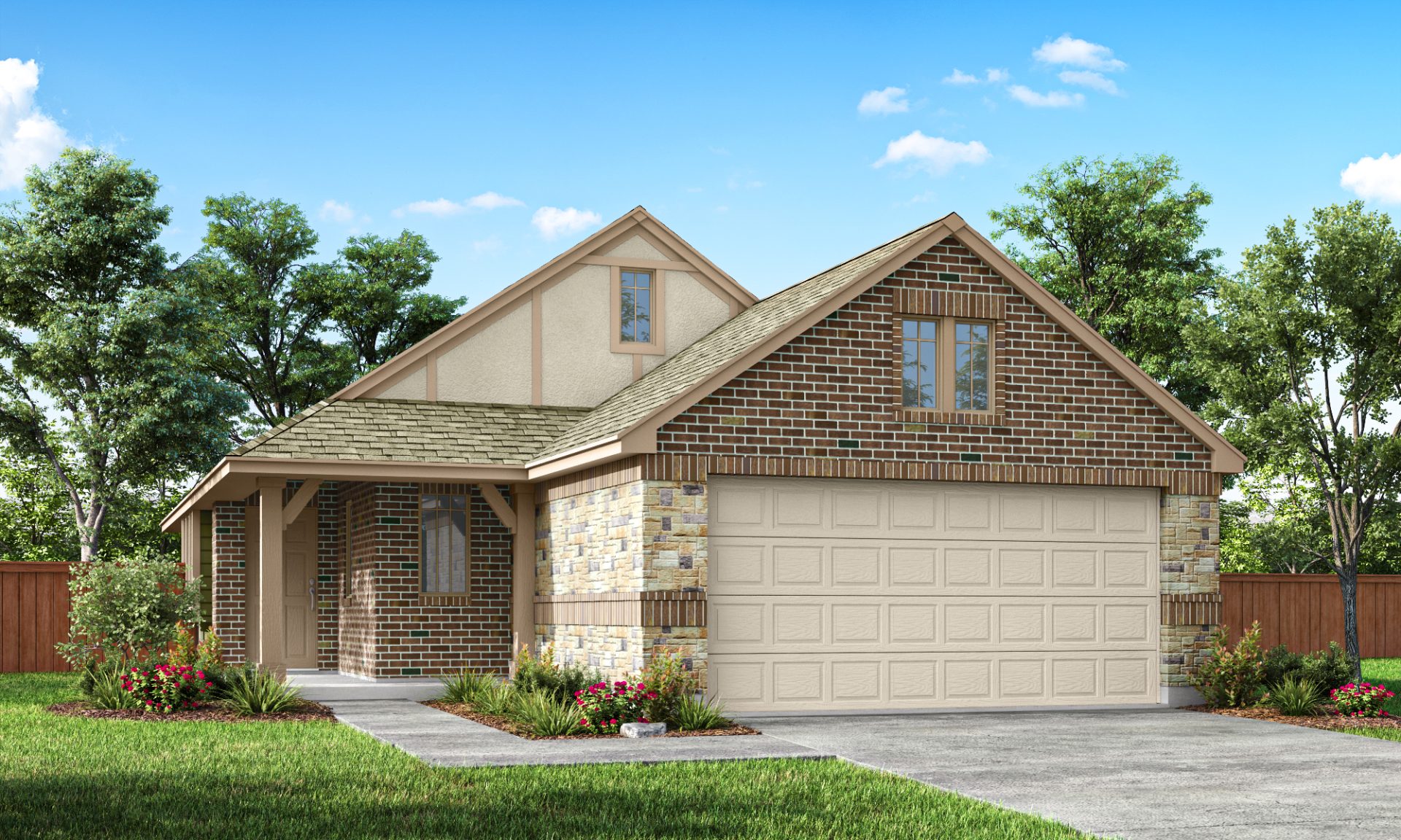 Melrose Elevation B with Masonry