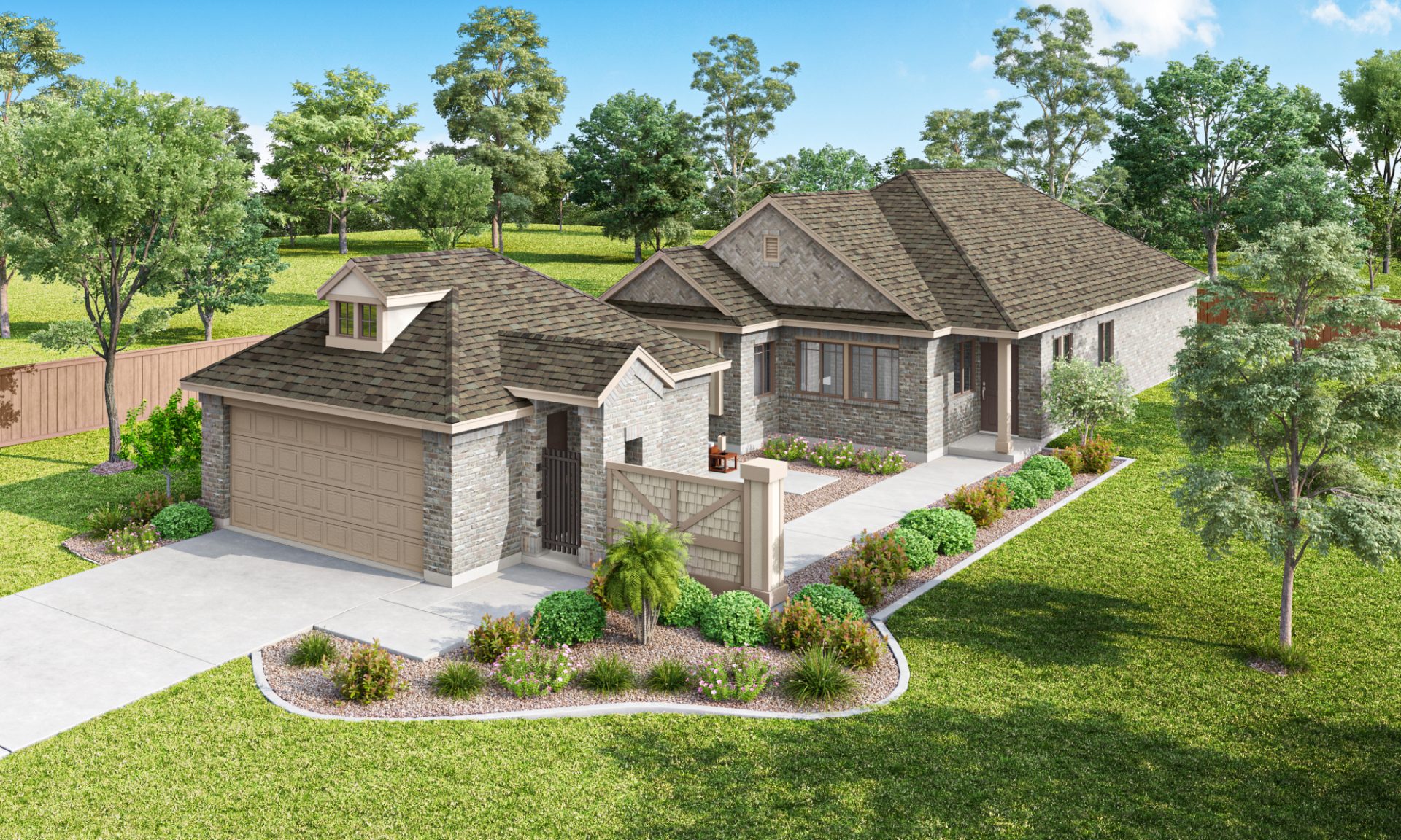 Clements Elevation B Masonry No Brick at Wing Wall