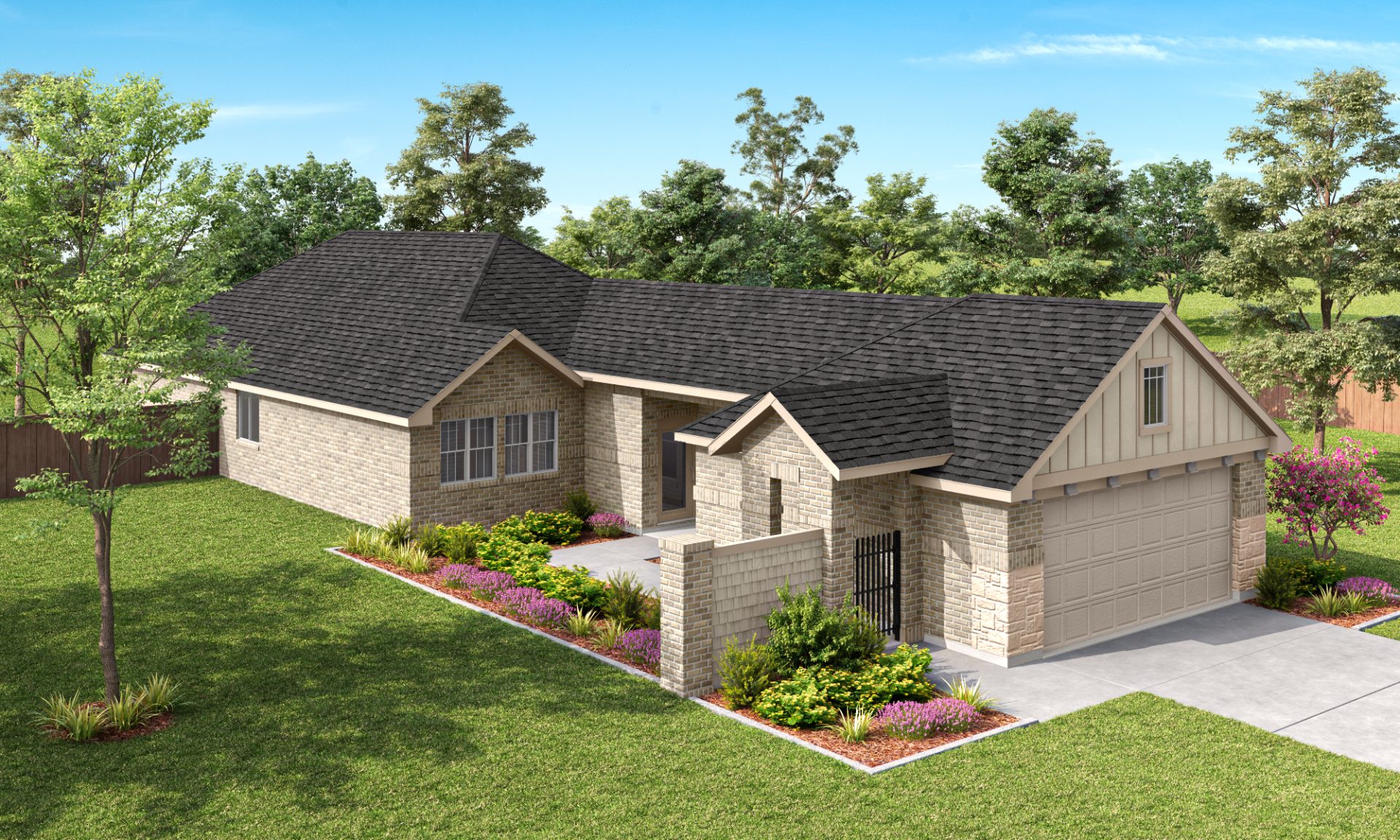 Harwood Elevation B - Brick Wing Wall