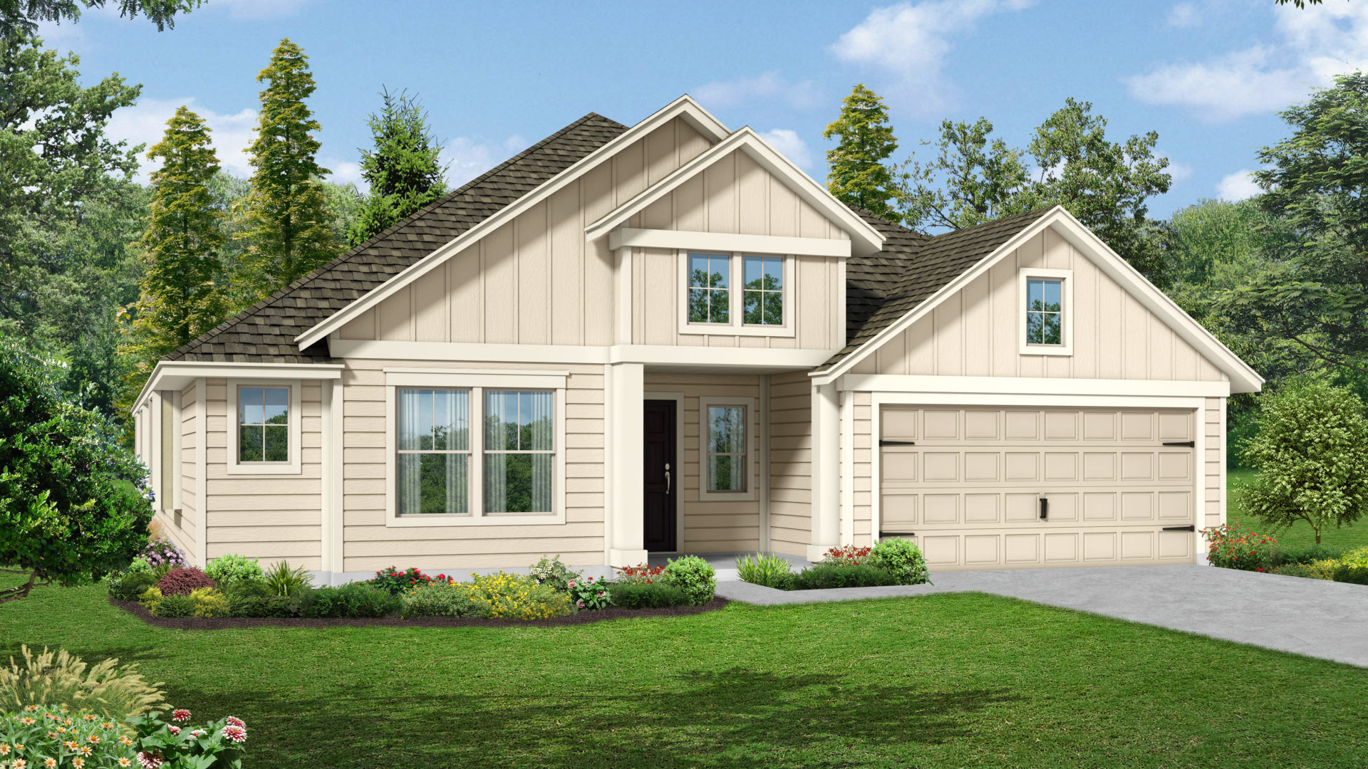 The Maybeck I Elevation E Orchard Ridge New Homes in Liberty Hill