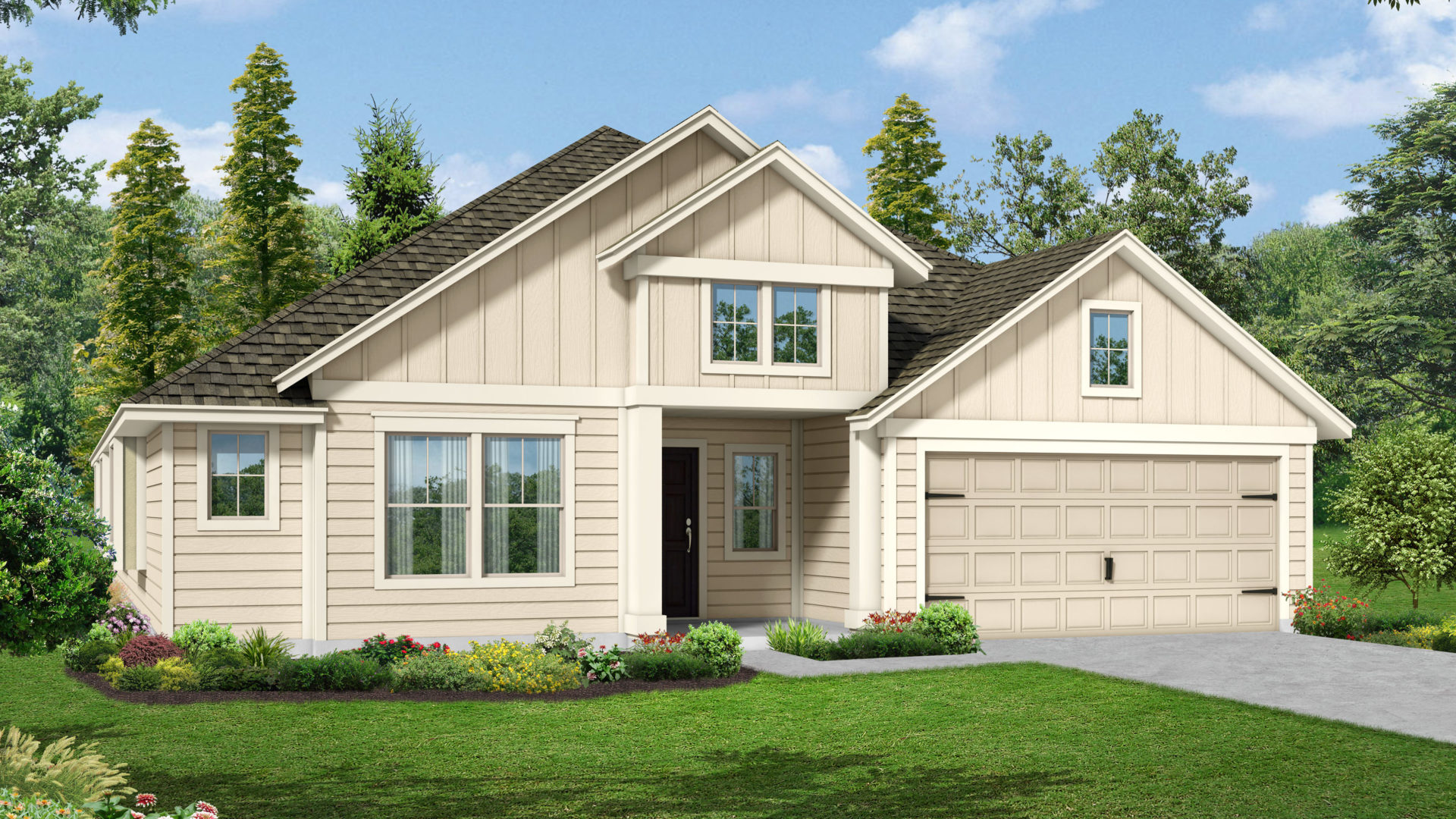 The Maybeck I Elevation E Orchard Ridge New Homes in Liberty Hill