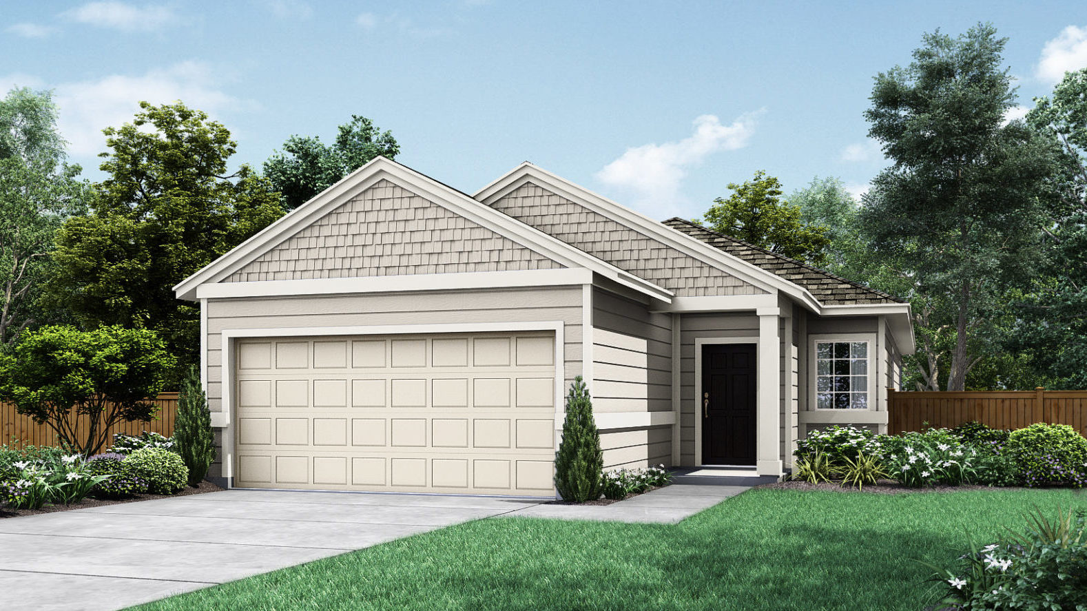 The Angelina Extended Portico Series Elevation A Pecan Park New Homes in Bastrop