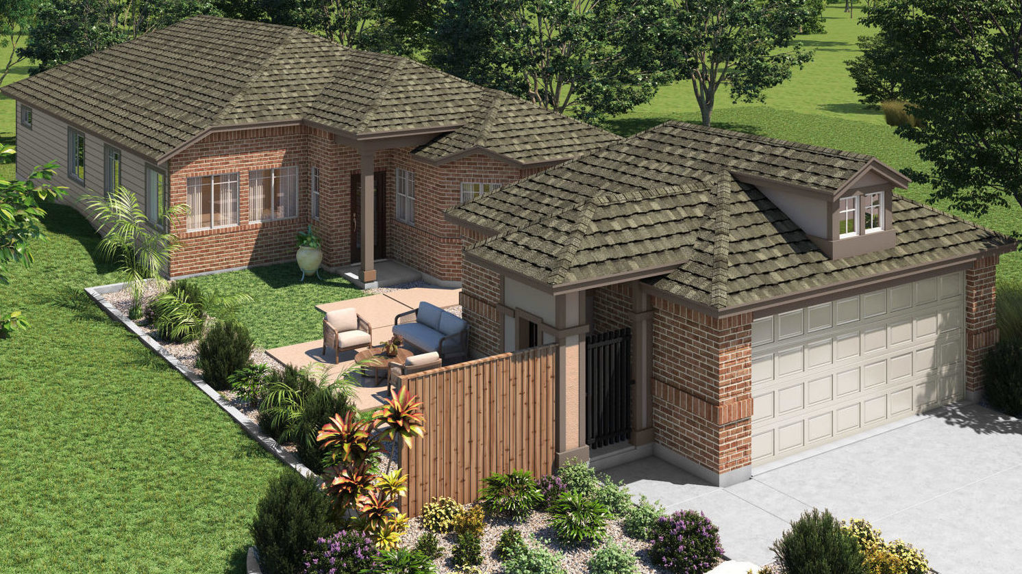 The Molise Elevation A With Garage A Pecan Park New Homes in Bastrop