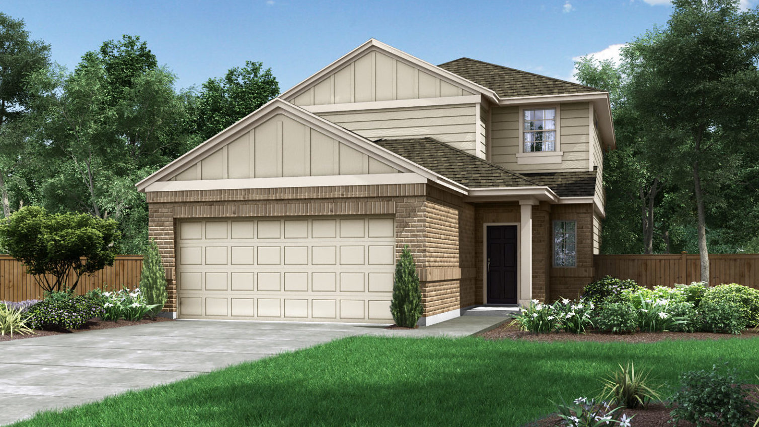 The Hartley Elevation A With Masonry Saddle Creek New Homes in Georgetown