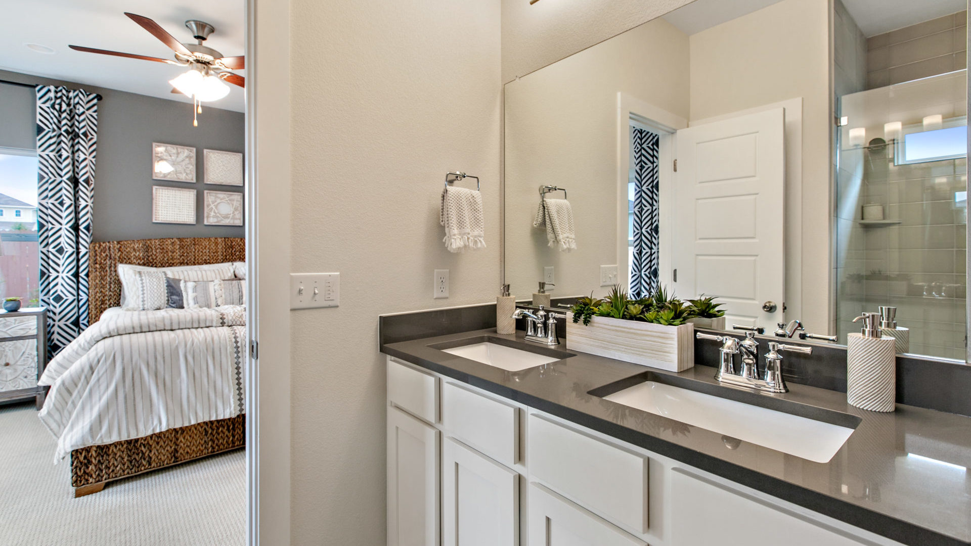Vistas of Austin Community Model Home Master Bathroom With His and Hers Sink