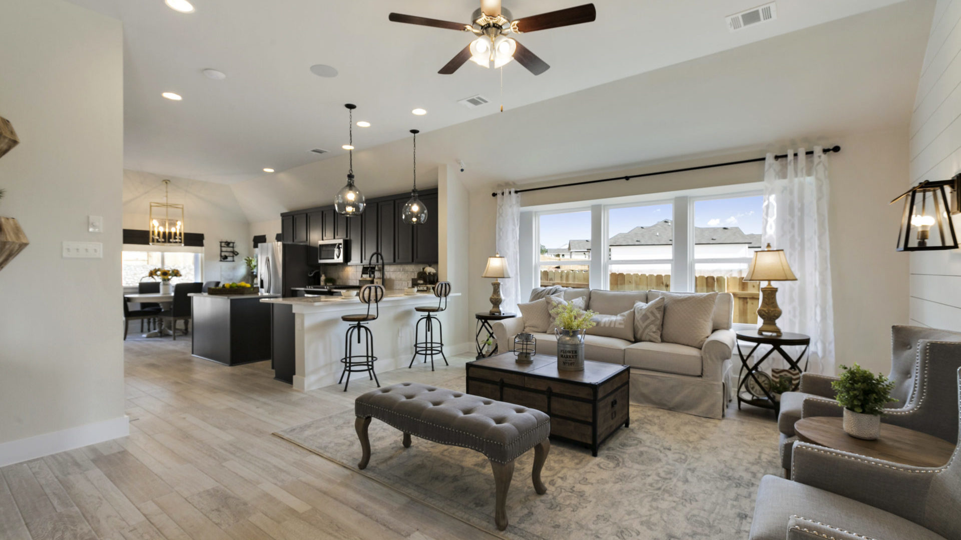 Orchard Ridge Model Home Living Space, Kitchen, and Dining Space