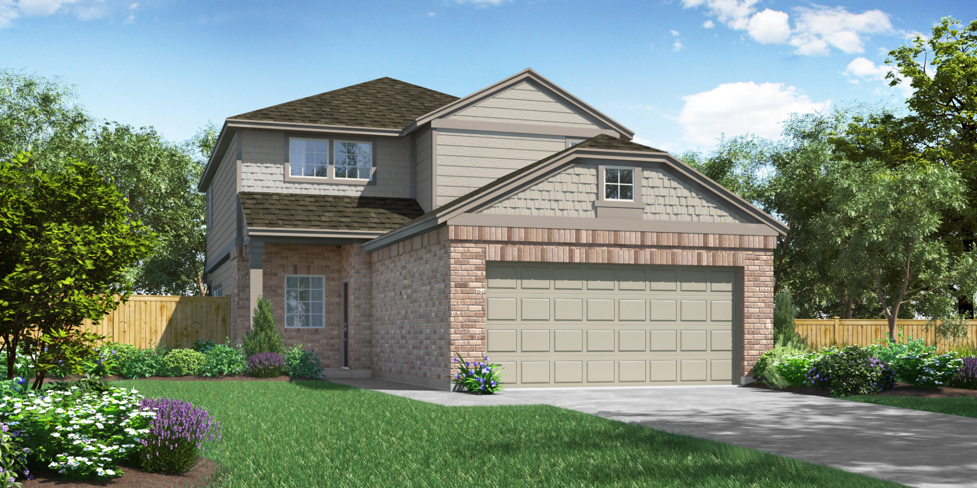 The Walker Elevation A With Masonry Saddle Creek New Homes in Georgetown
