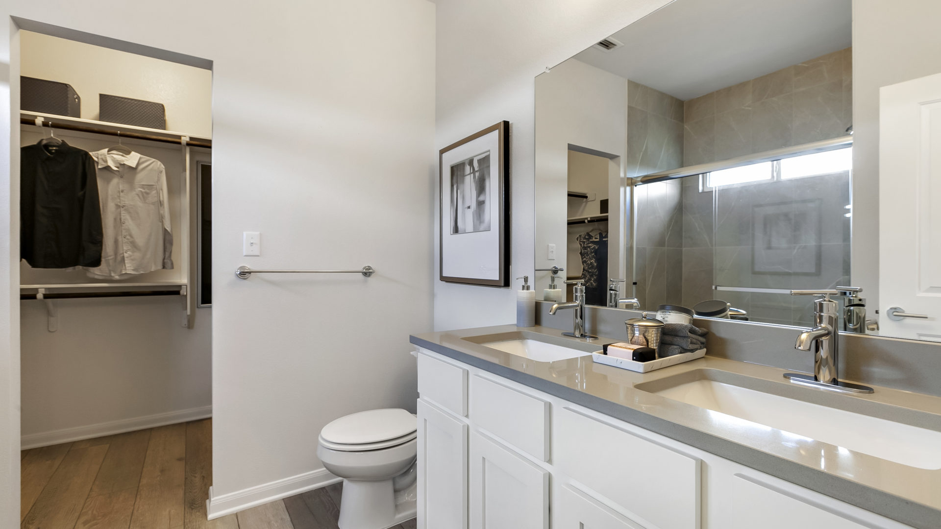 Trace Community Model Home Master Bathroom With Walk-in Closet TRACE New Homes in San Marcos