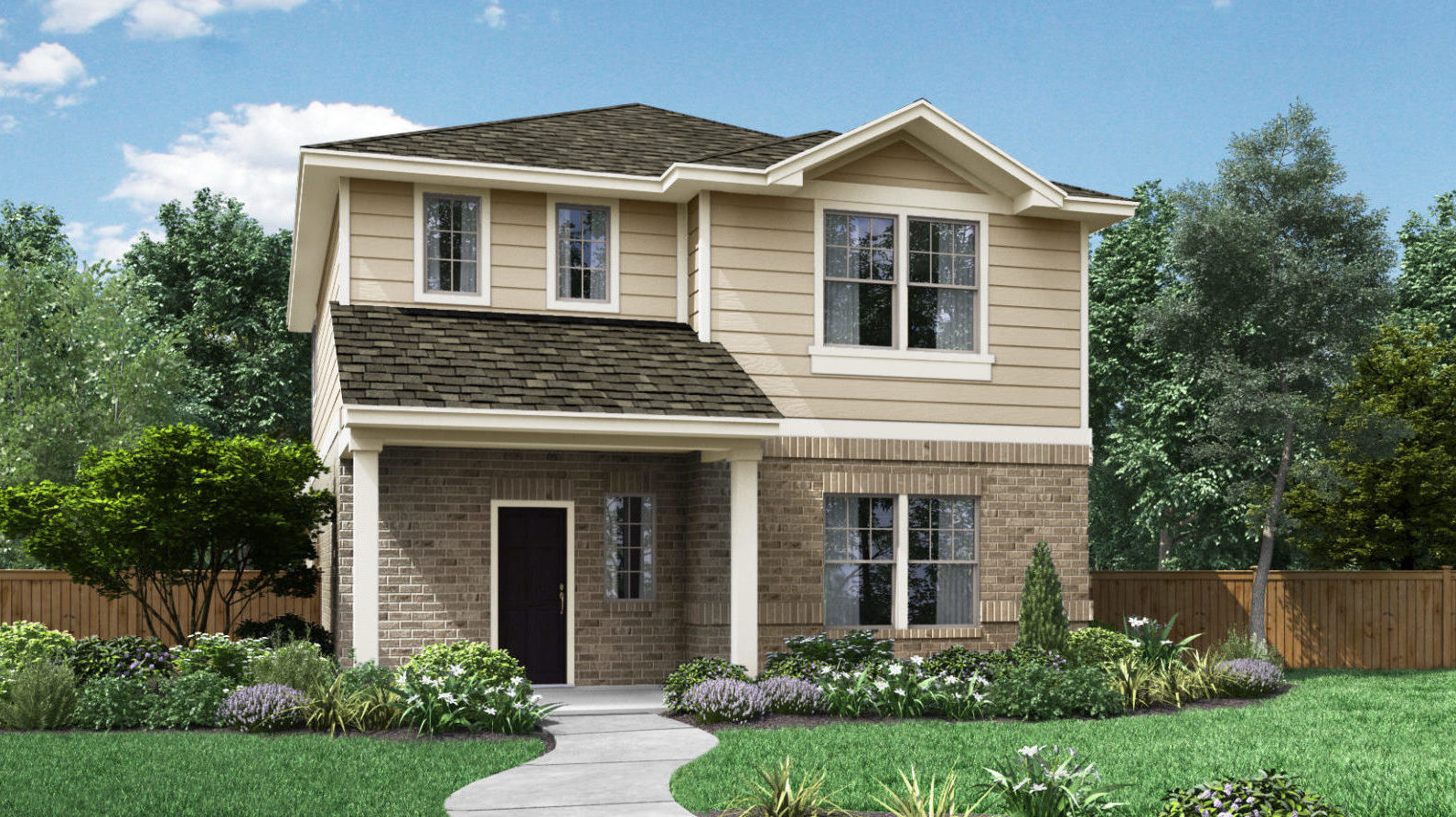 The Bailey Portico Series Elevation A Saddle Creek New Homes in Georgetown