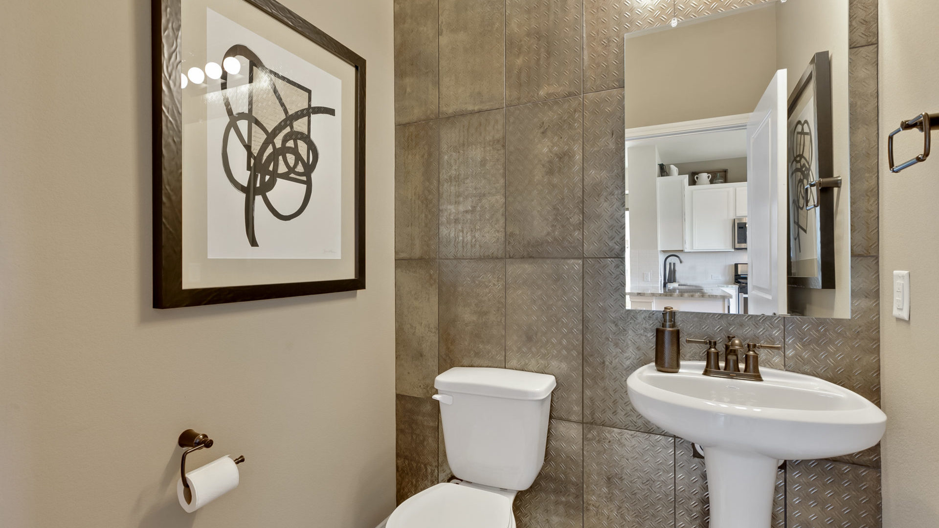 The Andrews Portico Series Floor Plan Living Space Half Bathroom